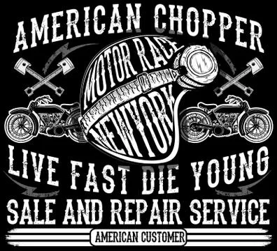 Motorcycle tee graphic design Stock Illustration