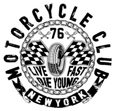 Motorcycle tee graphic design Stock Illustration