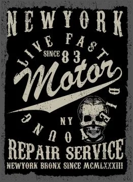 Motorcycle tee graphic design Stock Illustration