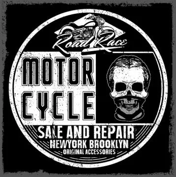 Motorcycle tee graphic design Stock Illustration