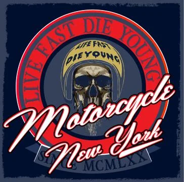 Motorcycle tee graphic design Stock Illustration