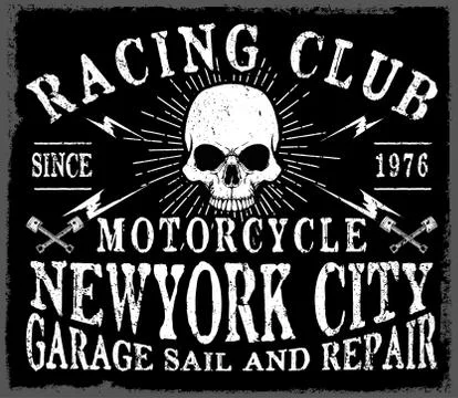 Motorcycle tee graphic design Stock Illustration