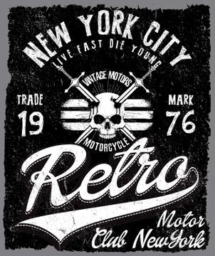 Motorcycle tee graphic design Illustrazione stock
