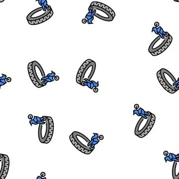 Motorcycle tires vector seamless pattern Stock Illustration