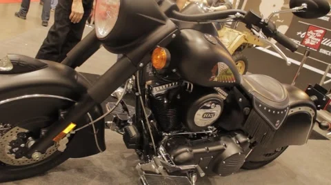 Motorcycle at Trade Show Stock Footage 41930206