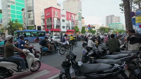 Motorcycle traffic jam in Ho Chi Minh City, Vietnam 動画素材 335049821