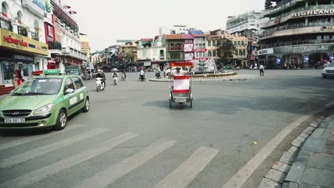 Motorcycle Traffic Pass Through Old Town, Hanoi Vietnam Stock Footage 132183658