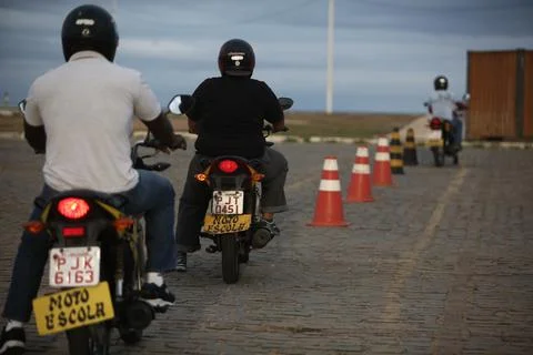 Motorcycle training for detran test Stock Photos