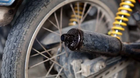Motorcycle tube smoke Stock Footage 76480472