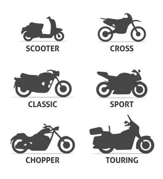 Motorcycle Type and Model Objects icons Set. イラスト素材