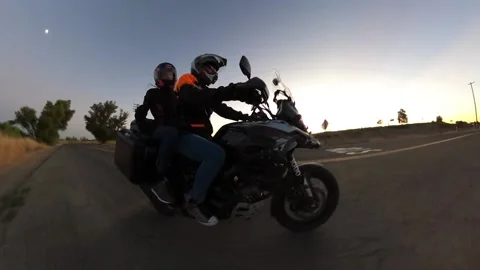 MOTORCYCLE UNIQUE PERSPECTIVE  VIDEO COUPLE ON MOTORBIKE RIDE 03-06-2024 Stock Footage 205522077