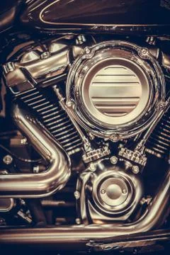 Motorcycle V Twin engine Stock Photos