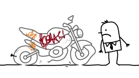 Motorcycle vandalized Stock Illustration