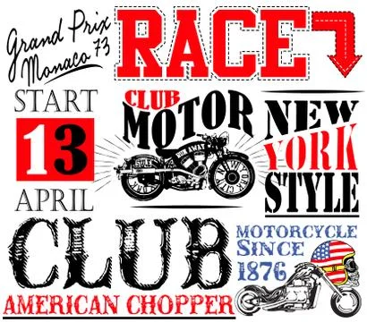 Motorcycle Vector Elements Set Stock Illustration