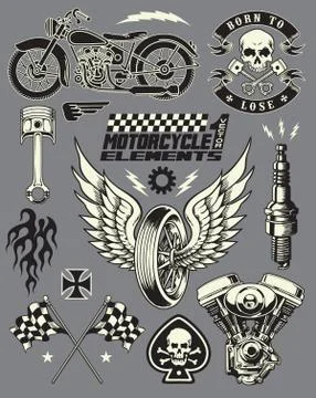 Motorcycle Vector Elements Set Illustrazione stock