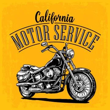 Motorcycle. Vector engraved illustration Stock Illustration
