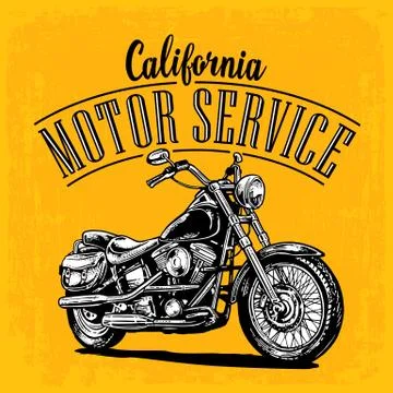 Motorcycle. Vector engraved illustration Stock Illustration