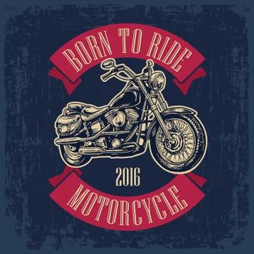 Motorcycle. Vector engraved illustration Stock Illustration