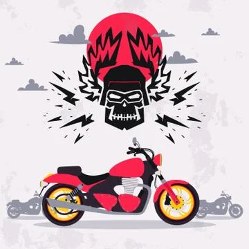 Motorcycle vector illustration for logo design, biker symbol, retro sign or Stock Illustration