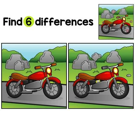 Motorcycle Vehicle Find The Differences Stock Illustration