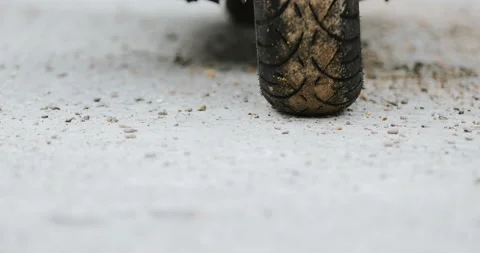 Motorcycle view from the front wheel slo mo Stock Footage 134569051