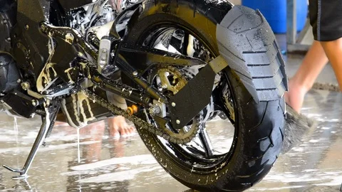 Motorcycle wash Stock Footage 109194390