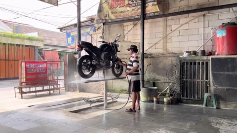 Motorcycle Wash Stock Footage 211959239