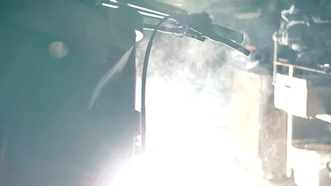 Motorcycle welding in the garage 2 Stock Footage 112651096