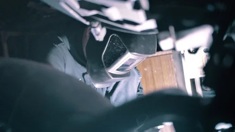 Motorcycle welding in the garage large Stock Footage 112647314