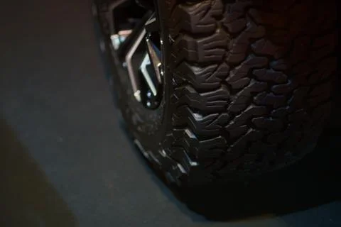Motorcycle Wheel Close up. Low angle photograph of motorcycle Stock Photos