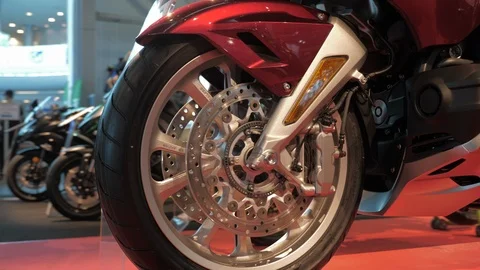 Motorcycle wheel Stock Footage 106684812