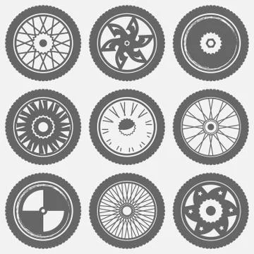 Motorcycle wheel icons Stock Illustration