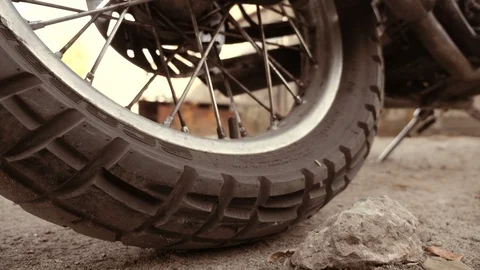 Motorcycle wheel on the road Video stock 97605577