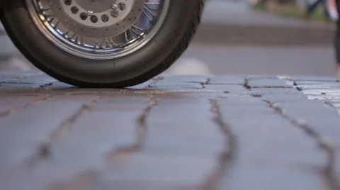 Motorcycle Wheels Get Under Way Stock Footage 68350251