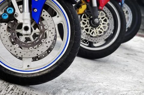 Motorcycle wheels Stock Photos