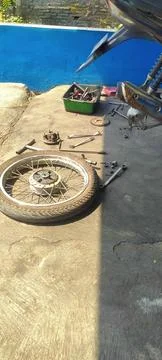 Motorcycle wheels Stock Photos