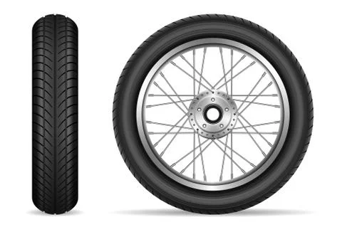 Motorcycle wheels realistic vector illustration Stock Illustration