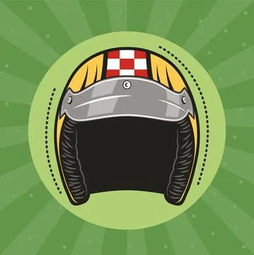 Motorcycle yellow helmet patch Stock Illustration