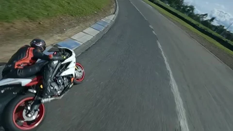 Motorcycles and drones at high speed Video stock 237562146