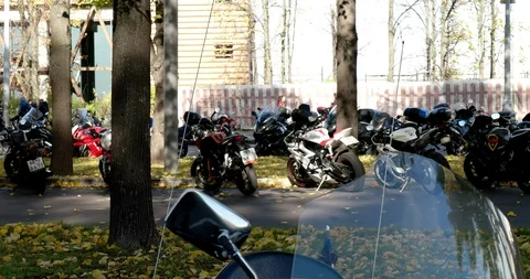 Motorcycles on the autumn theme Stock Footage 97321828