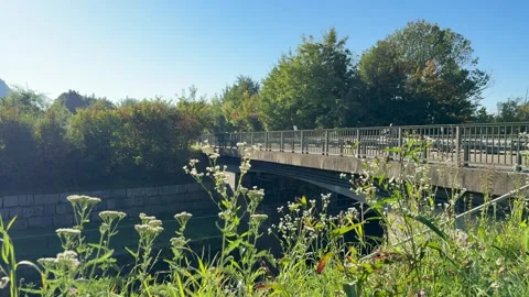 Motorcycles Crossing a Bridge Stock Footage 318848999