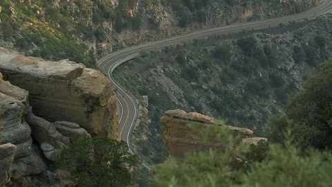 Motorcycles on a curvy mountain road Stock Footage 112726016