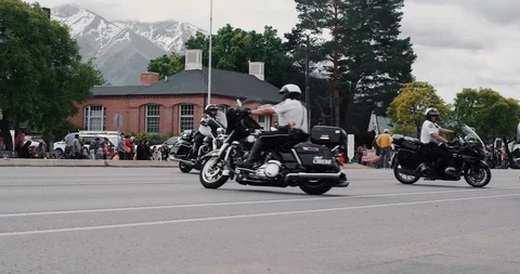 Motorcycles driving at parade Stock-Footage 127464560