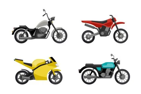 Motorcycles in flat style. Stock Illustration