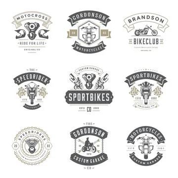 Motorcycles logos templates vector design elements se Stock Illustration