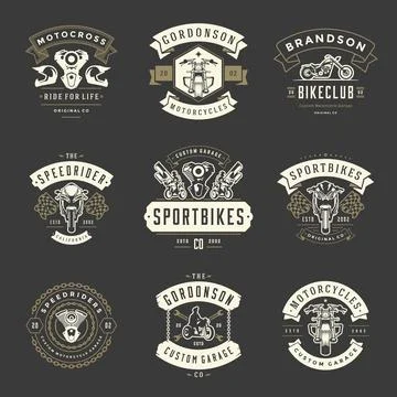 Motorcycles logos templates vector design elements set Illustrazione stock