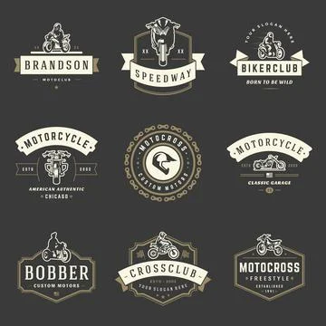 Motorcycles logos templates vector design elements set Illustrazione stock