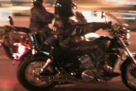 Motorcycles at Night Stock Footage 43034712