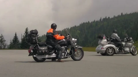 Motorcycles at an Overlook Stop on the Blue Ridge Parkway Video stock 12674095