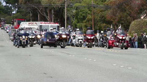 Motorcycles in parade Stock Footage 21552128